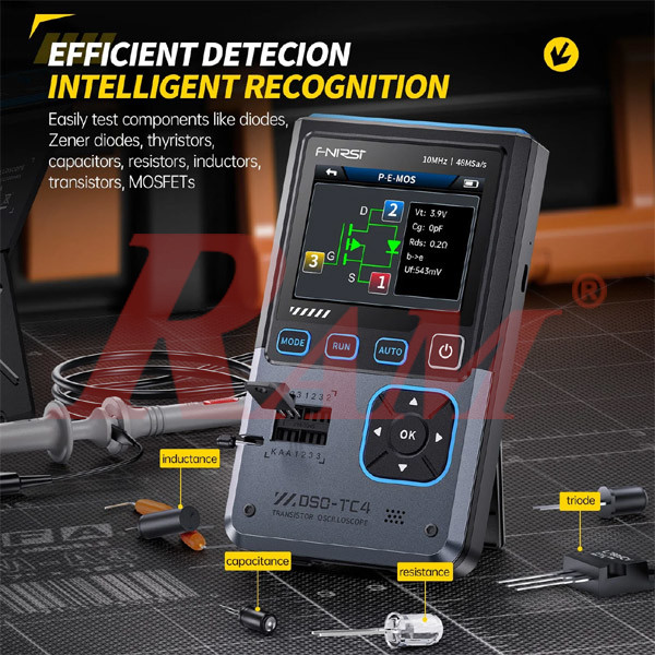FNIRSI® DSO-TC4 (3-IN-1) 10MHz 48MSa/s Digital Oscilloscope, Transistor ...