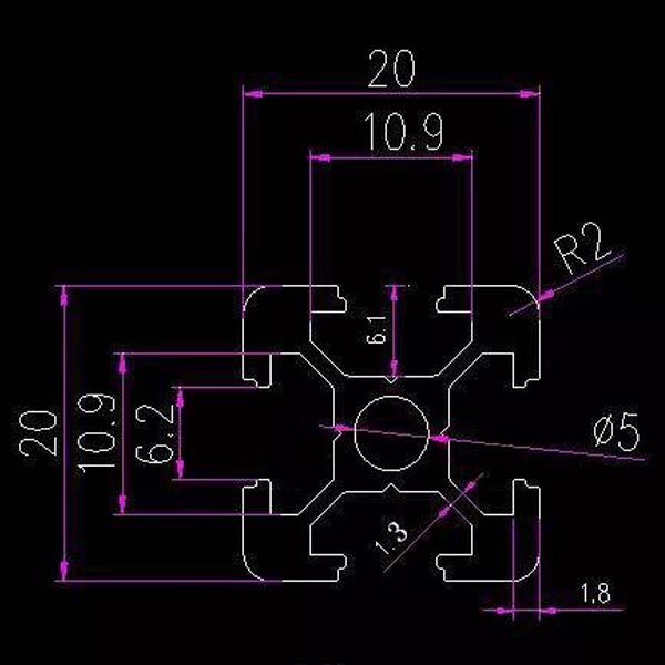 2020 Aluminum Profile 20x20x1000mm - Model SY2020