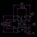 2020 Aluminum Profile 20x20x1000mm - Model SY2020