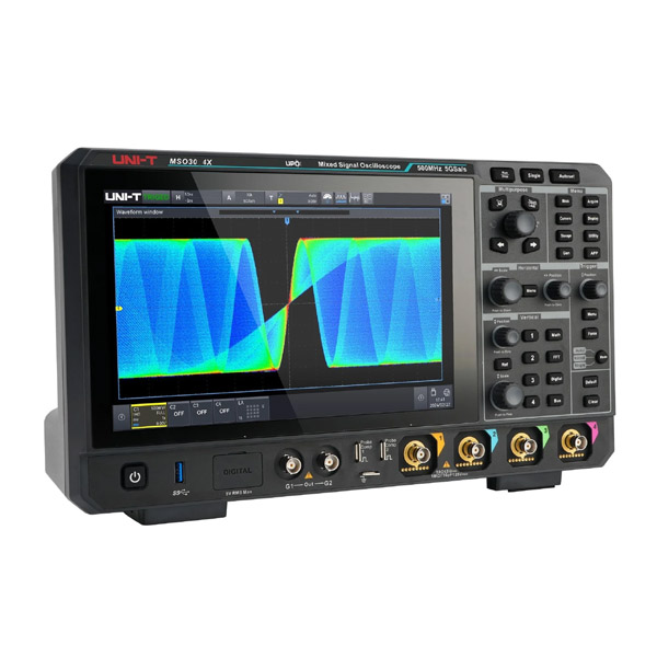 UNI-T MSO3034X Mixed Signal Oscilloscope 350 MHz 4 Analog + 16 Digital Channels, 5 GSa/s Sampling Rate, Built-in Spectrum Analyzer, Logic Analyzer, Protocol Decoder, and Optional Function / Arbitrary Waveform Generator