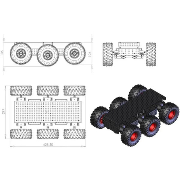 Wild Thumper 6WD Drive Chassis (6 Geared DC Motors With Suspension)