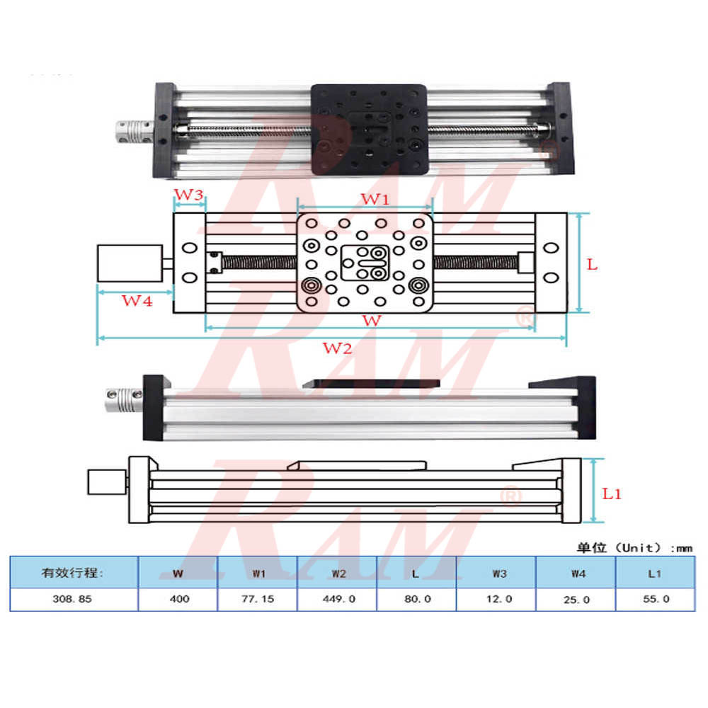 Lead Screw T8 Complete CNC Sliding Table 400mm