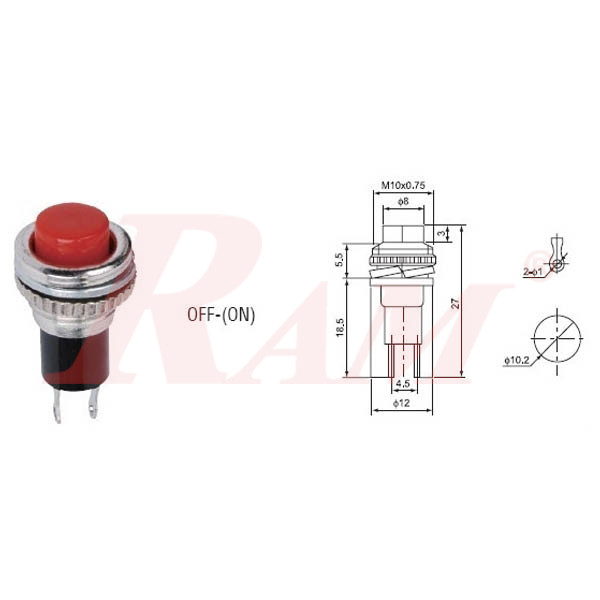 Push Button Type 2 - Red Color