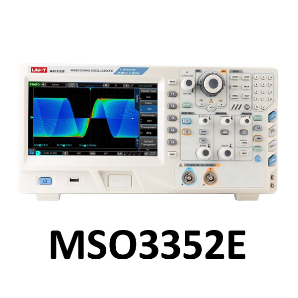 UNI-T MSO3352E Mixed Signal Oscilloscope 350 MHz - 2 Analog + 16 Digital Channels, 2.5 GSa/s Sampling Rate, and Built-in Function / Arbitrary Waveform Generator جهاز اوسيلوسكوب مختلط الاشارة 350 ميجاهرتز 2 قناة و16 قناة رقمية ومولد موجات مدمج
