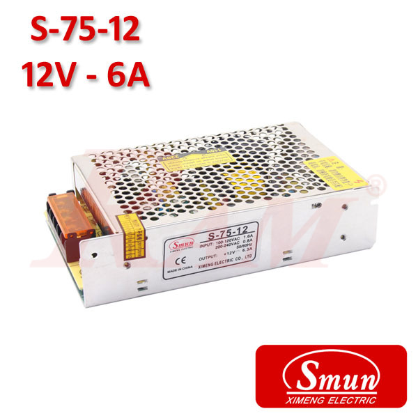 Smun® Industrial SMPS Output +12Vdc/6A Input 220Vac (S-75-12)