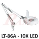 LT86A Glass 10X Big Magnifier Movable Arm With LED Light عدسة تكبير تثبيت ربط مكتبي مع ذراع متحرك و اضائة ليد