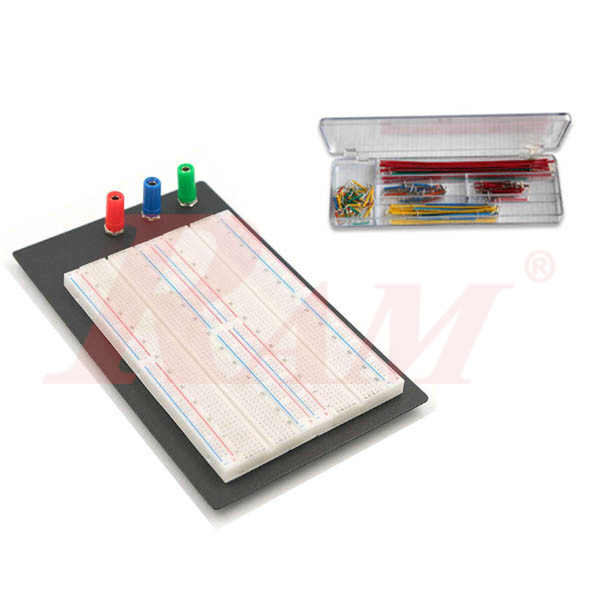 BB-2T4D+J140 Breadboard 1660 Tie Point + 140 Jumper Wire - Metal Base بريد بورد مع قاعدة معدنية 2 قطاع + علبة اسلاك جاهزة