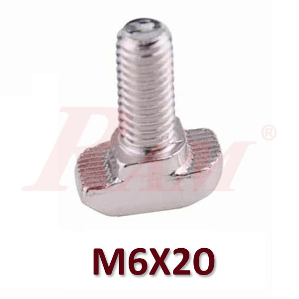 3030/3060 Aluminum Profile Accessory - T Shape Bolt Screw Size M6x20