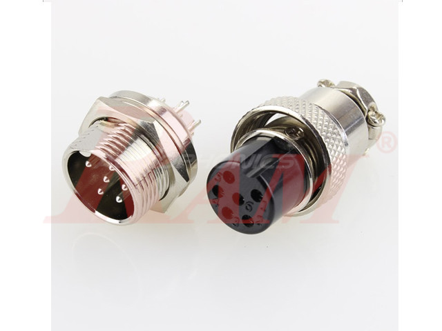 GX16-5 Pole Metal Male Female Panel Chassis Connector