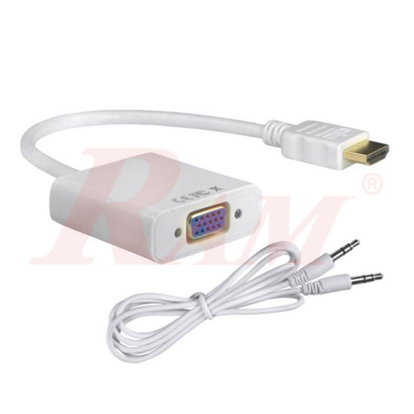 HDMI To VGA Adapter With Audio Out كابل تحويل من HDMI الى فيجا كمبيوتر VGA - تحويل صوت وصورة