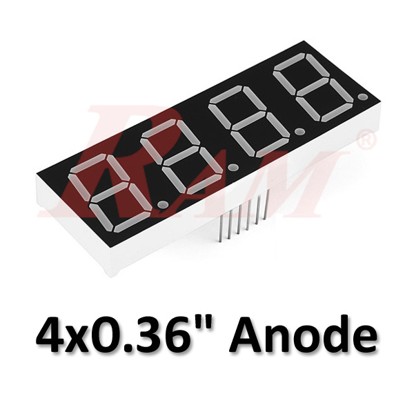 7 Segment (4x1) 0.36" Common Anode