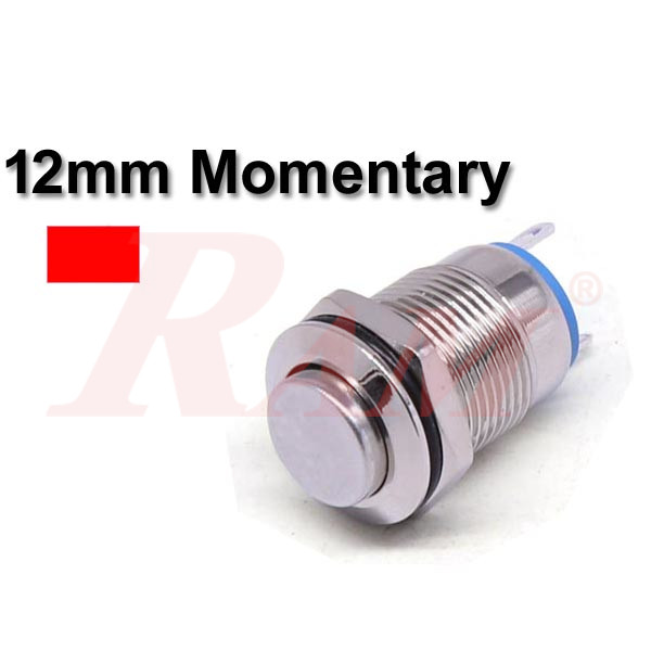 Metal Switch Momentary 12mm Red LED Ring Water/Dustproof