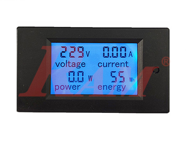 AC Digital Panel Meter LCD (A, V, W Power & Energy) + Overload Alarm