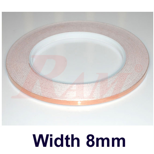 Copper Foil Conductive Tape Adhesive Roll - Width 8mm شريط  لاصق نحاس موصل للكهرباء