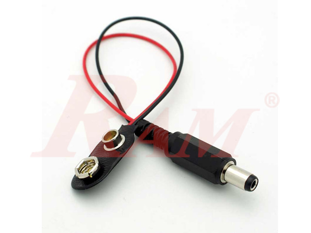 Battery Clip 9V + Standard 2.1mm DC Male Plug