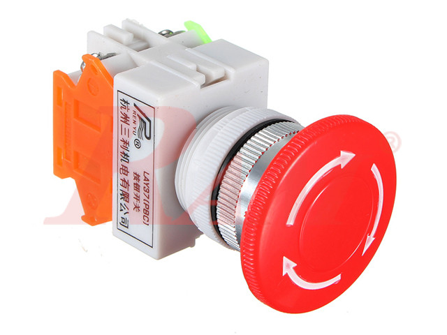 Emergency Switch 22mm Push Button 3pin مفتاح ضاغط طوارئ  دائري 3 طرف قطر 22 ملم