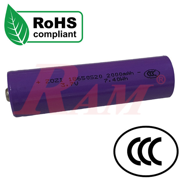 Battery 3.7V 18650 Lithium Rechargeable With CCC Certificate  بطارية ليثيوم 18650 قابلة لإعادة الشحن 3.7 فولت - معتمدة بشهادة الجودة CCC