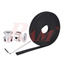 GT2 Set 8mm - 2x Bore 8mm Aluminum Pulley 20 Teeth + 2x Meters GT2 6mm Open Timing Belt