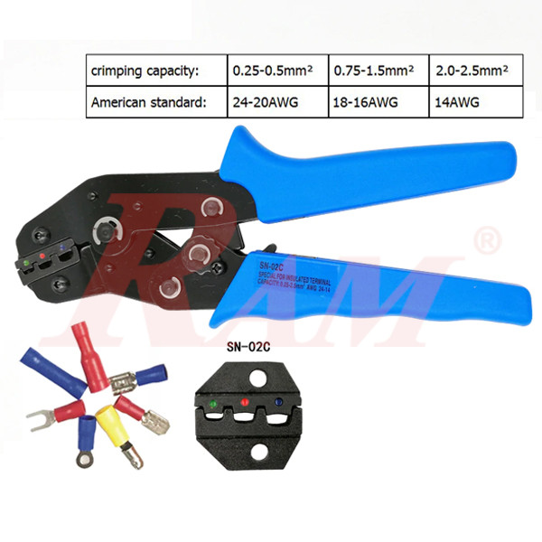 SN-02C Insulated Terminals Crimping Tool بنسة ترملة للترامل الغير معزولة