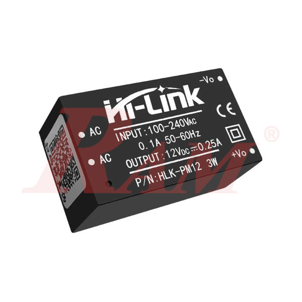 AC-DC Module 3W 220Vac to 12Vdc (HLK-PM12)  محول فولت متردد 220 الى فولت مستمر 12 فولت 3 واط