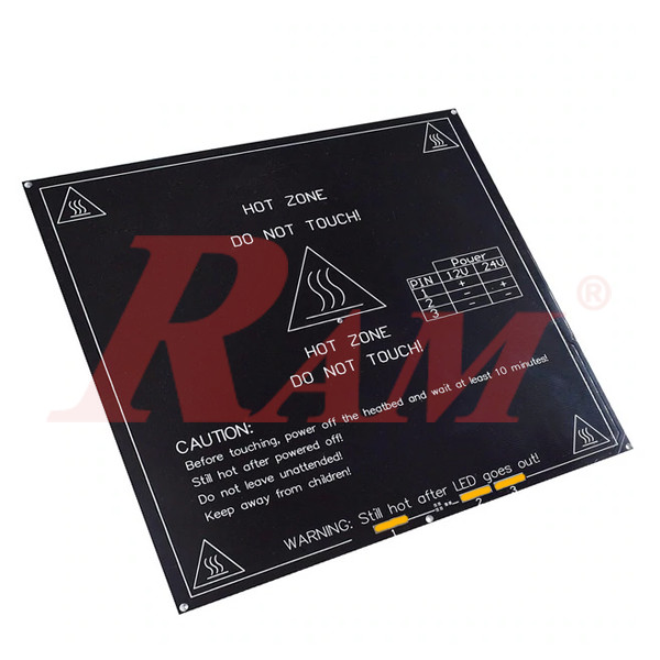 3D Printer Heatbed MK3 12/24V Aluminum PCB Plate 3mm (SKU#3D1012)