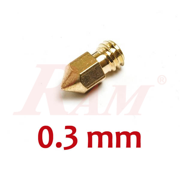 3D Printer Nozzle Copper 0.3mm Extruder Threaded 1.75mm 3.0mm MK7 MK8