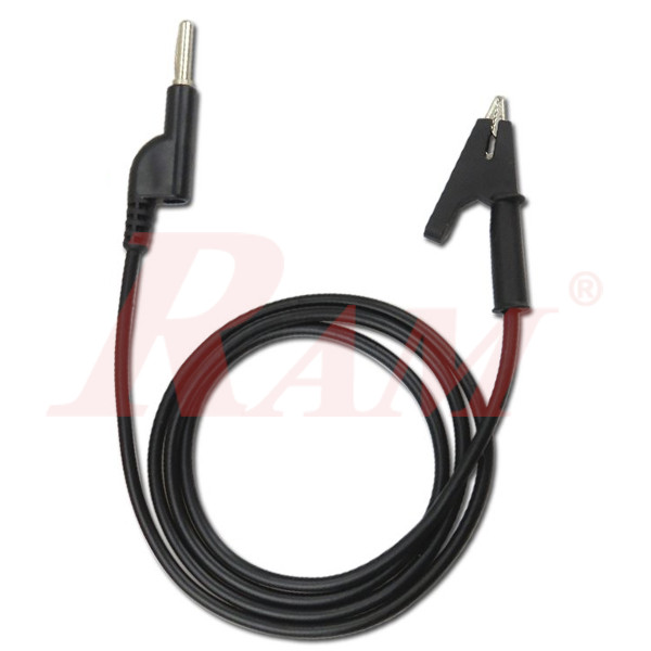 4mm Banana Plug Silicone Wire 15A to Crocodile Alligator Clip Test Probe Cable - Black