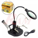 TE-802 Advanced Desk Lamp Magnifying Glass 2.5x ~ 4x Third-Hand Iron Soldering Base عدسة مكبرة للحام احترافية مع حامل لكاوية اللحام وحامل لبكرة القصدير - مع ماسك للبورد
