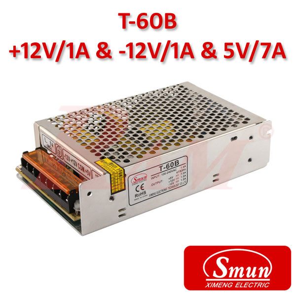 Smun® Industrial SMPS Triple Output +5Vdc/7A +12Vdc/1A & -12Vdc/1A Input 220Vac (T-60B)