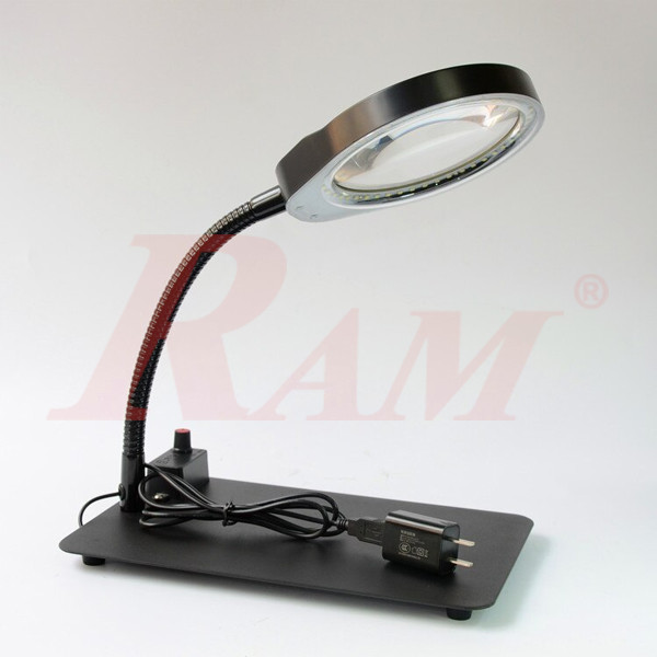 PD-032C Glass 10X Desk Magnifier With Adjustable Brightness LED