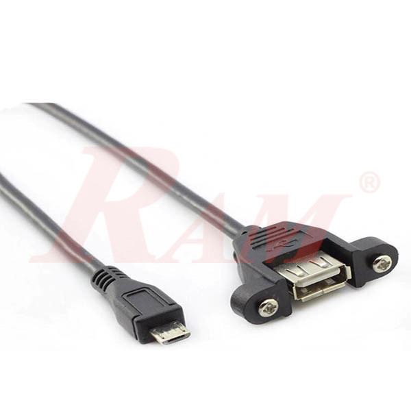 USB Micro B to USB Female Type-A Adapter Panel Extension Cable 50cm (SKU#ROWUSB)