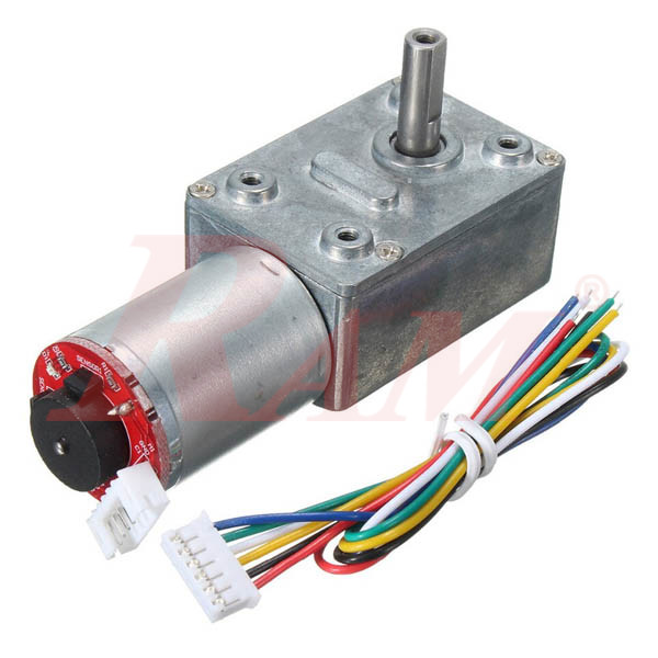 DC Geared Motor 12V 80 rpm Encoder Motor High Torque Turbo Worm - Model GW370