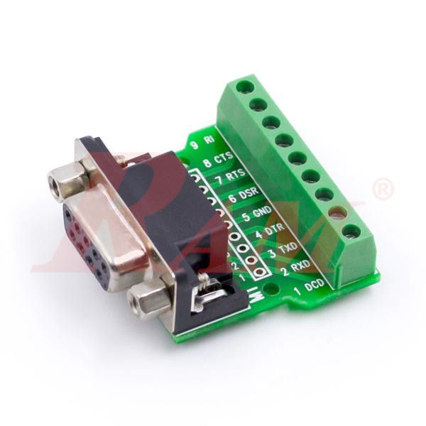 DB9 Female on PCB to Screw Terminal Blocks (SKU#DB40)