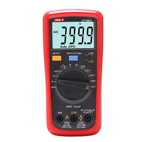 UT136C+ Digital Multimeter (Auto-Range) افوميتر اوتوماتيك قياس كهرباء مقومات مكثفات متعدد رقمي