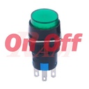 Switch On/Off 16mm Green - Self Locking مفتاح تشغيل On/Off بلاستيك  16 ملم - لون اخضر
