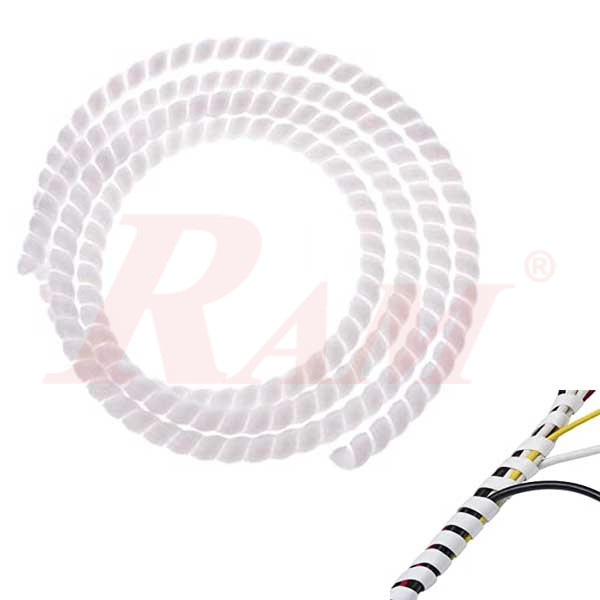 Spiral Wrapping Band 14mm/2meter Roll شريط انبوب حلزوني مرن لتغليف وضم وتنظيم الكبلات والاسلاك - القطر 14 ملم طول 2 متر