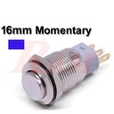 Metal Switch Momentary 16mm Blue LED Ring Water/Dustproof مفتاح لحظي Tack معدني 16 ملم معدن مقاوم للماء والاتربة مع اضائة LED باللون الازرق