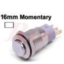 Metal Switch Momentary 16mm White LED Ring Water/Dustproof