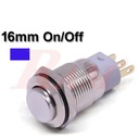 Metal Switch On/Off 16mm Blue LED Ring Water/Dustproof