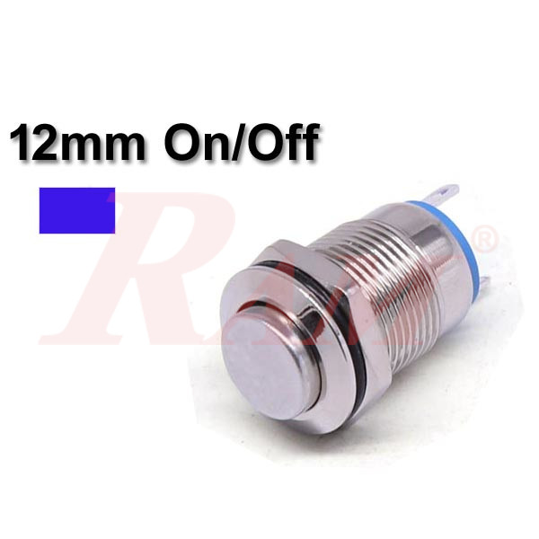 Metal Switch On/Off 12mm Blue LED Ring Water/Dustproof