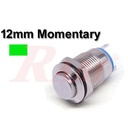 مفتاح لحظي Tack معدني 12 ملم معدن مقاوم للماء والاتربة مع اضائة LED باللون الأخضر