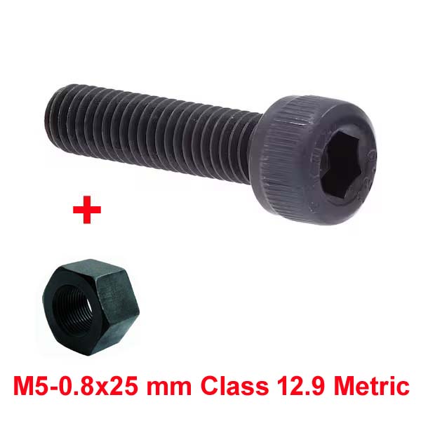 Bolt M5-0.8x25 mm Class 12.9 Metric + Nut M5