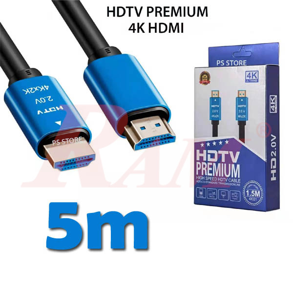 HDMI 4K High Speed HDTV 5m Premium Cable كابل عالي الدقة والسرعة