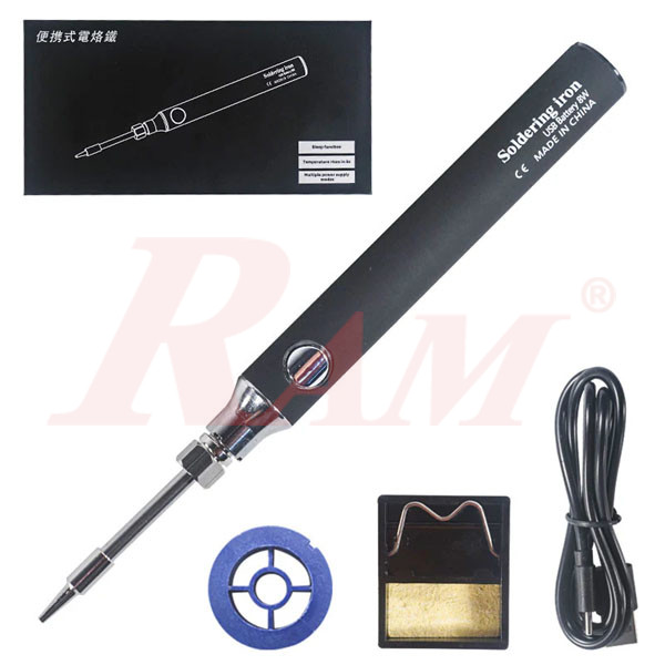 HV-8W Portable Soldering Iron 8W - With Built-in Battery - USB Charging Adjustable Temperature Soldering Iron Kit