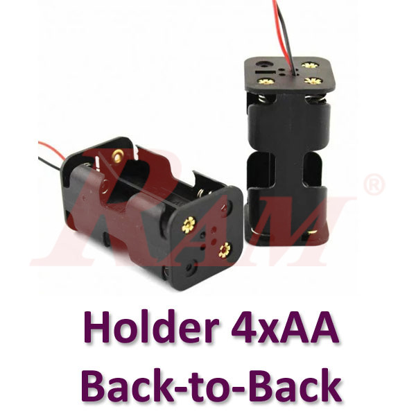 Battery Holder 4xAA Without Cover - Back to Back