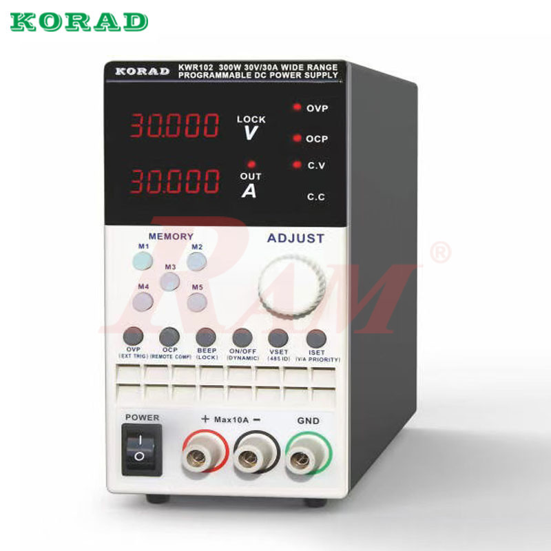 KWR102 Programmable Wide-Range DC Power Supply, 0~30V, 0~30A, 300W مزود طاقة  باور صبلاي تيار مستمر DC واسع النطاق قابل للبرمجة من 0 الى 30 فولت ومن 0 الى 30 امبير بقدرة 300 وات