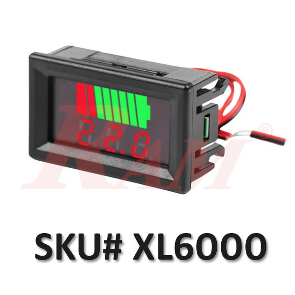 Car Battery Charge Level Indicator & Lithium Battery Capacity Meter Panel (SKU# XL6000)