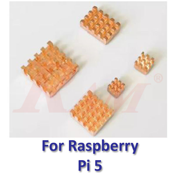 Heatsink Cooling Set for Raspberry Pi 5B Board - Gold (Aluminum & Copper) طقم مبرد حراري هيت سينك للتبريد لبورد Raspberry Pi 5B لون ذهبي (الومنيوم ونحاس)