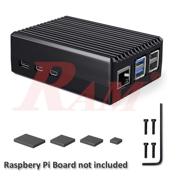 Enclosure For Raspberry Pi 5 Stripe Metal Aluminum Case