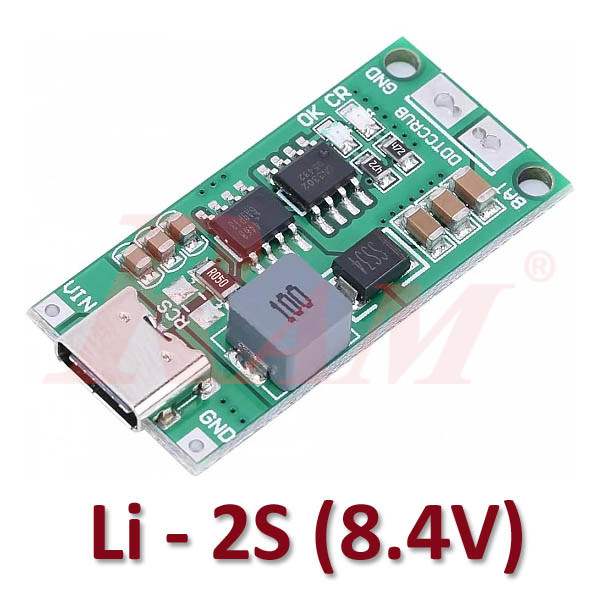 2S 8.4V 2A 18650 Lithium Battery Charger Module USB Type C 